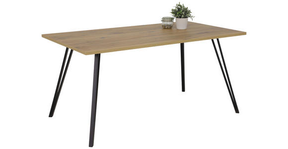ESSTISCH rechteckig Eichefarben - Eichefarben/Schwarz, KONVENTIONELL, Holzwerkstoff/Metall (160/90/77cm) - Carryhome