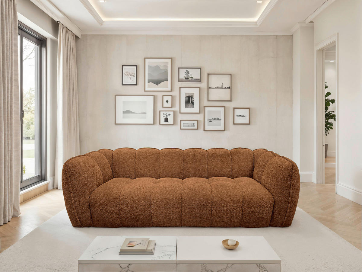 BIGSOFA Chenille Rostfarben  - Rostfarben/Schwarz, MODERN, Kunststoff/Textil (235/73/103cm) - Carryhome