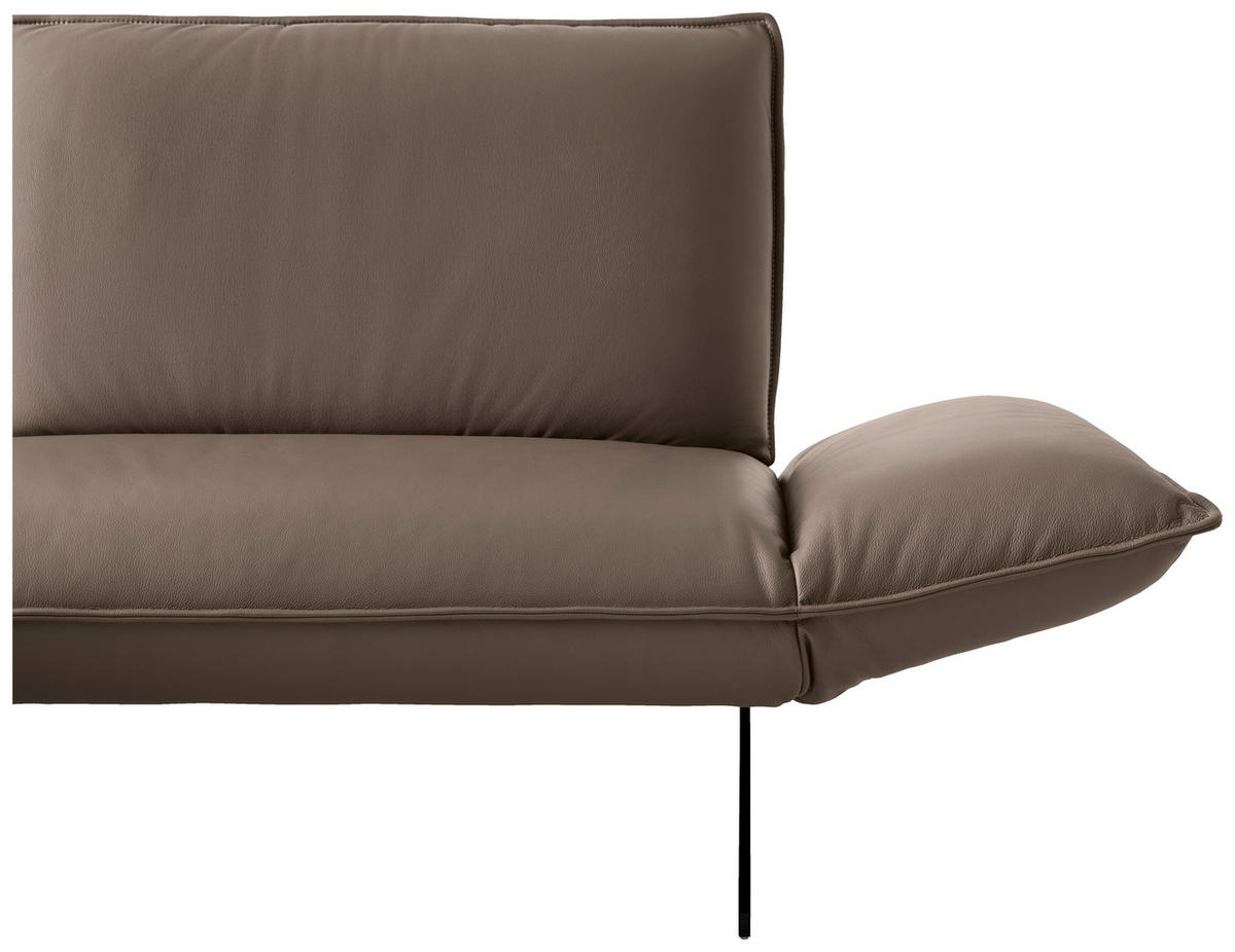 ECKSOFA Braun Echtleder Rücken echt  - Beige/Schwarz, Design, Leder/Metall (149/290cm) - Koinor