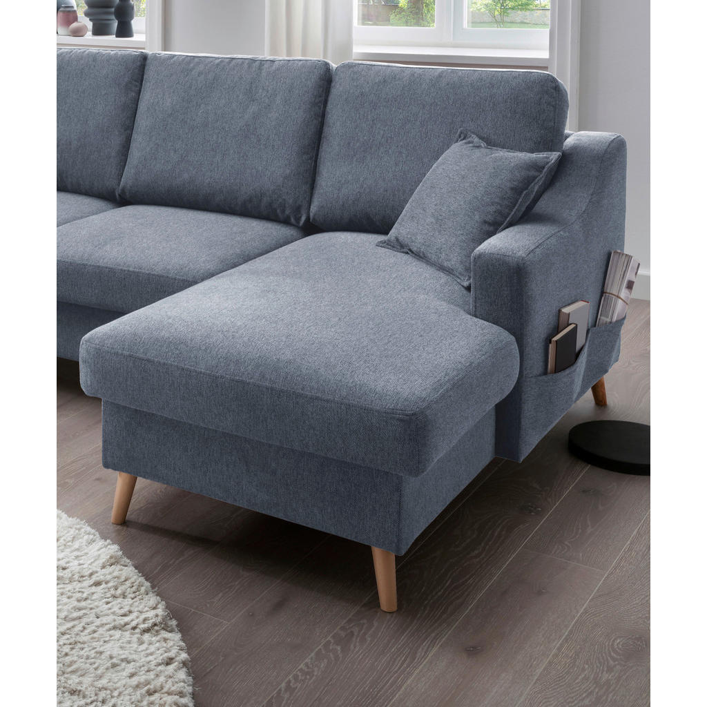 Thumbnail - P & B Wohnlandschaft, Blau, Textil, Buche, massiv, Struktur, 6-Sitzer, Füllung: Schaumstoff, Ottomane links, U-Form, 301...