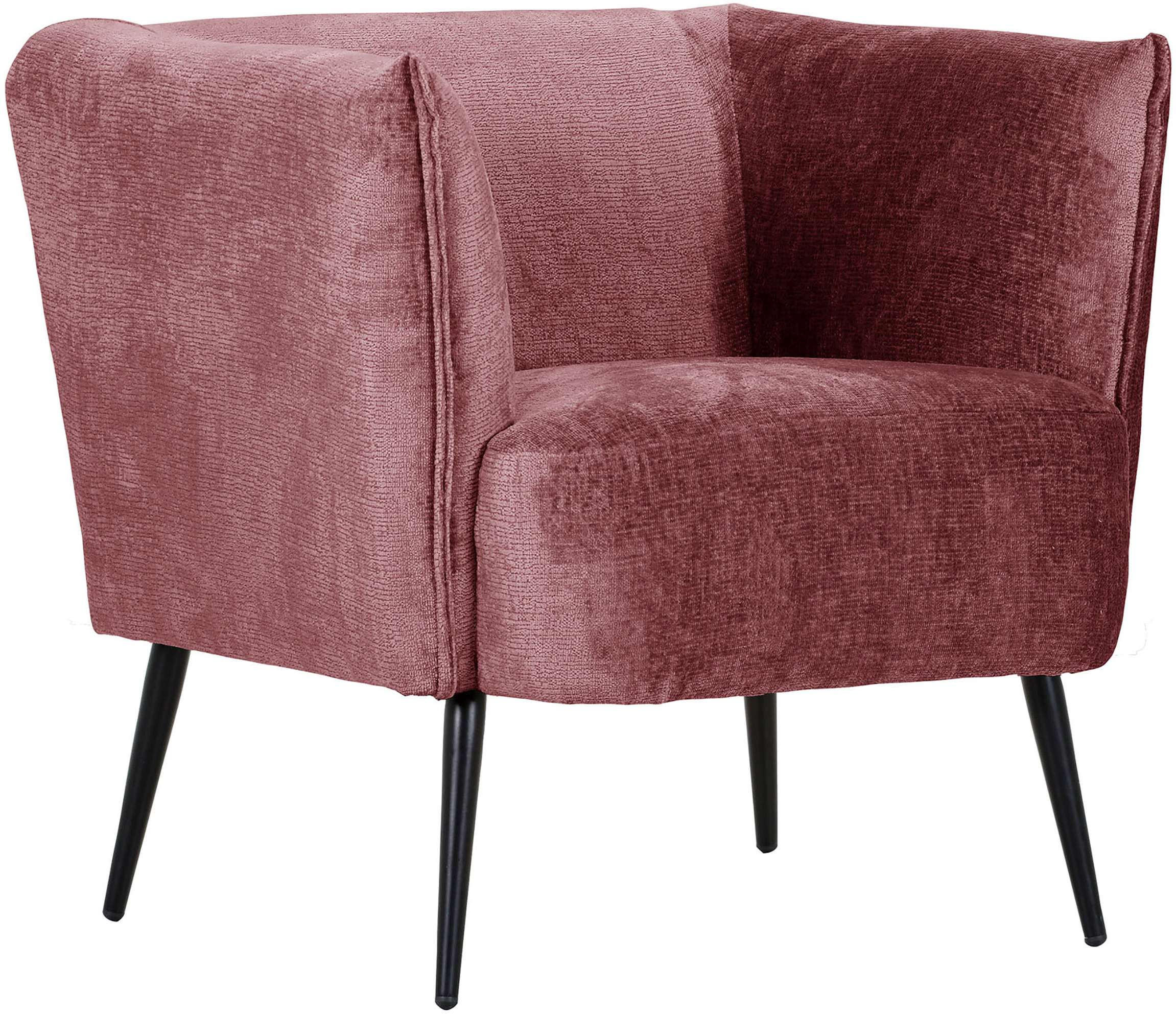 SESSEL in Chenille Bordeaux  - Bordeaux/Schwarz, Design, Textil/Metall (76/73/76cm) - Landscape