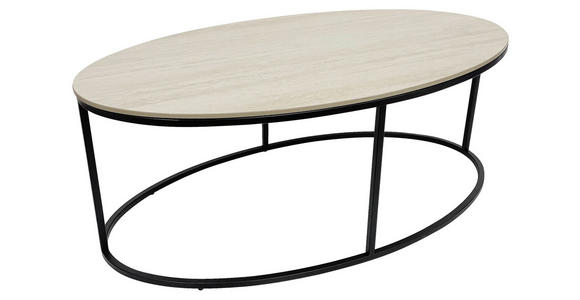 COUCHTISCH oval Creme, Schwarz 110/60/42 cm  - Creme/Schwarz, Design, Keramik/Metall (110/60/42cm) - Xora