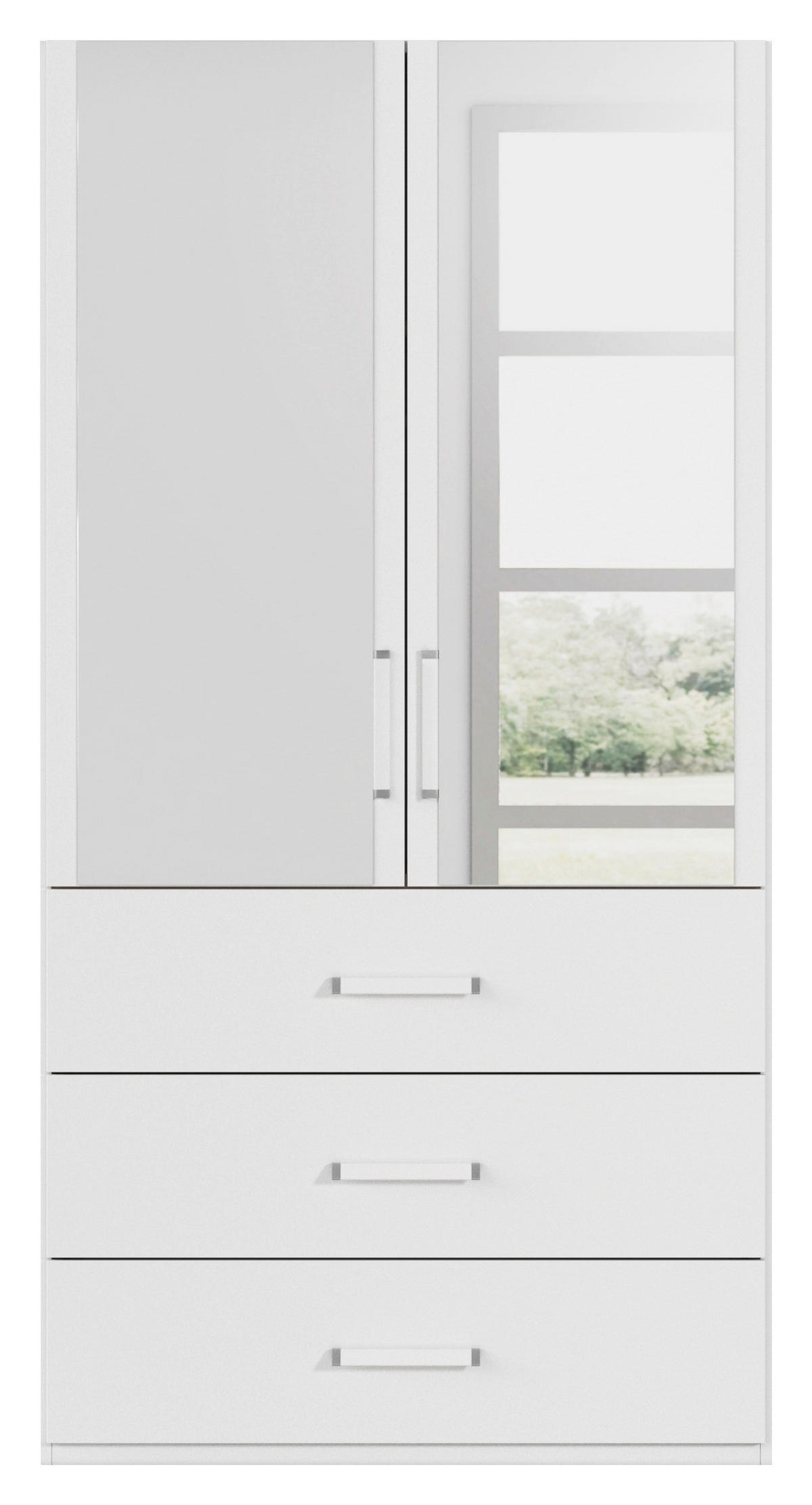 DREHTÜRENSCHRANK 101/197/60 cm 2-türig Weiß  - Weiß, Design, Glas/Holzwerkstoff (101/197/60cm) - Novel