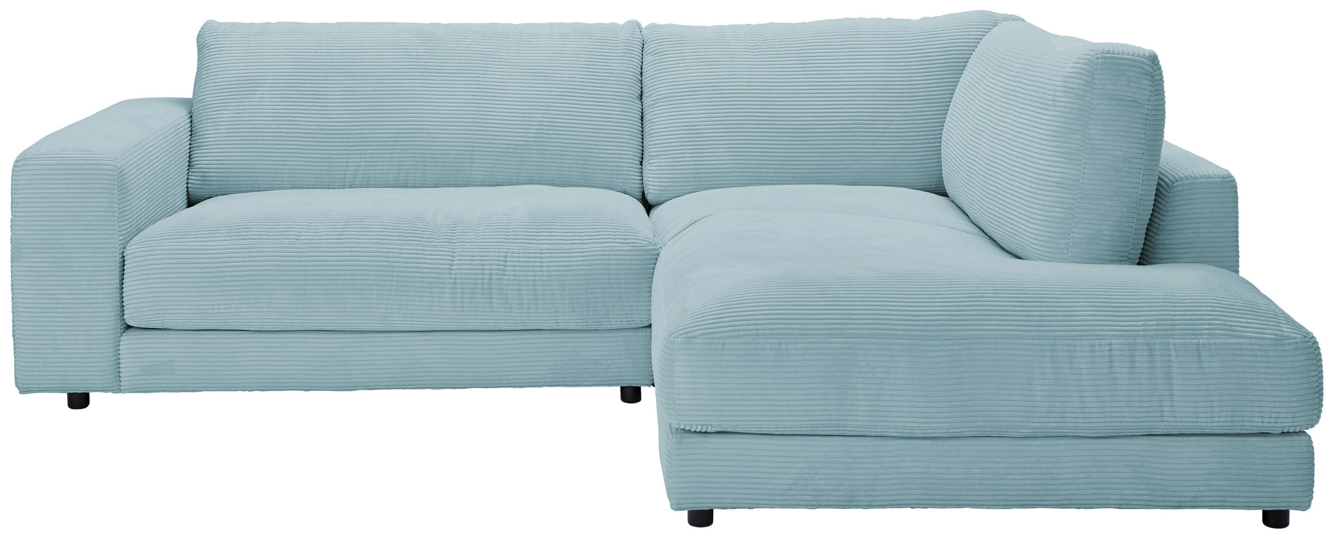 ECKSOFA Hellblau Cord  - Schwarz/Hellblau, Design, Kunststoff/Textil (265/224cm) - Hom`in