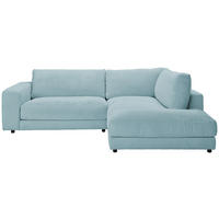 ECKSOFA Hellblau Cord  - Schwarz/Hellblau, Design, Kunststoff/Textil (265/224cm) - Hom`in