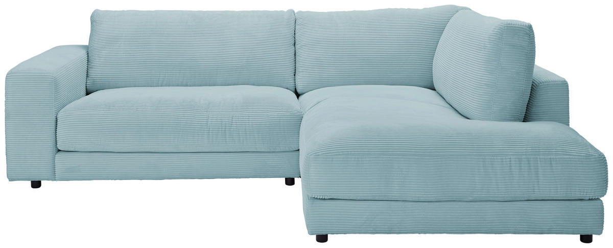 ECKSOFA Hellblau Cord  - Schwarz/Hellblau, Design, Kunststoff/Textil (265/224cm) - Hom`in