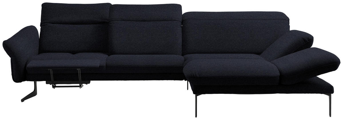 ECKSOFA in Webstoff Dunkelblau  - Anthrazit/Dunkelblau, Design, Textil/Metall (299/203cm) - Himolla