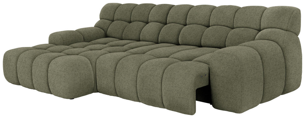 ECKSOFA  in Webstoff Olivgrün  180/297 cm  - Schwarz/Olivgrün, MODERN, Kunststoff/Textil (180/297cm) - Welnova