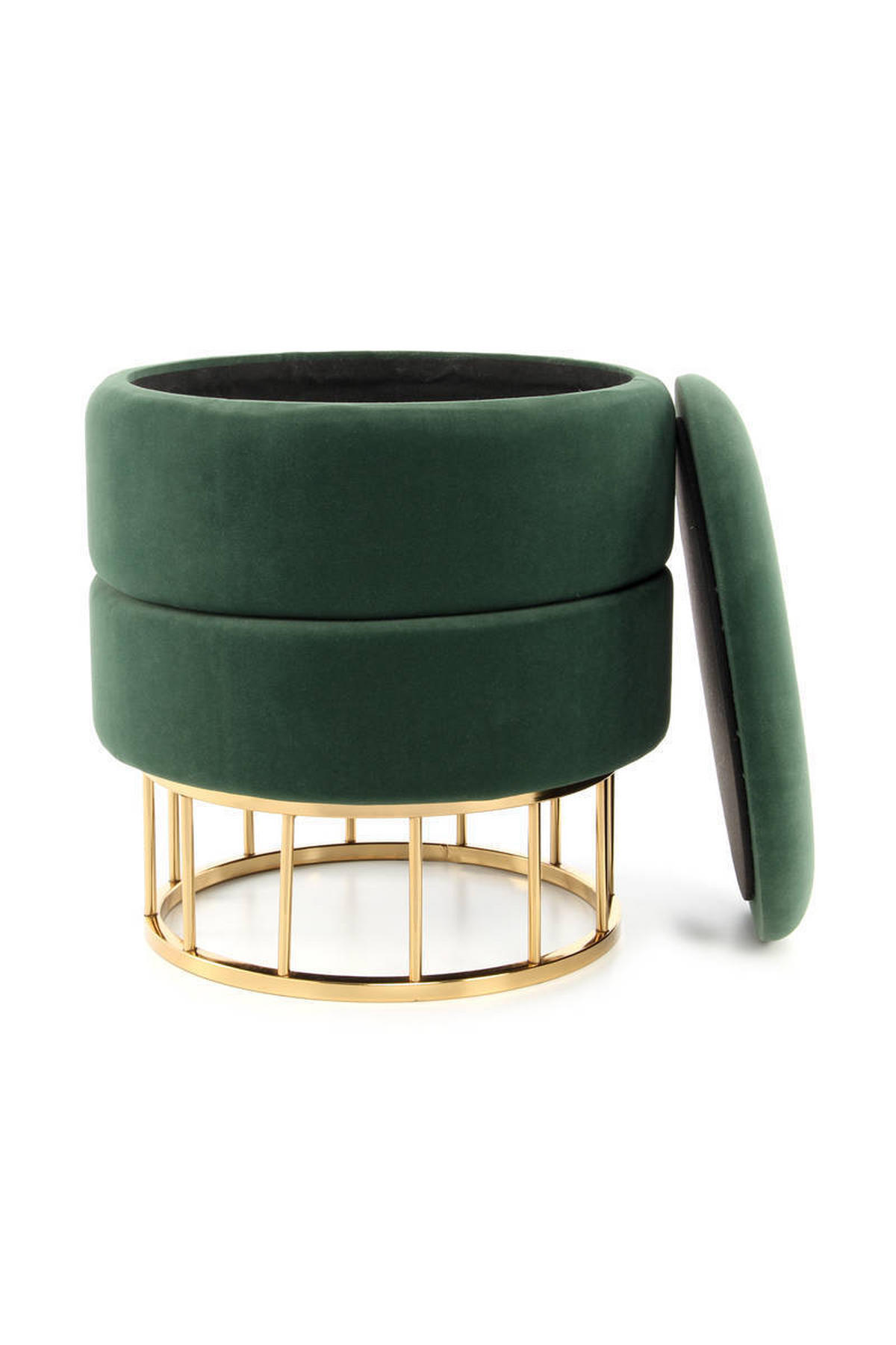 HOCKER in Metall, Kunststoff, Textil, Holzwerkstoff Grün, Goldfarben  - Goldfarben/Grün, Basics, Holzwerkstoff/Kunststoff (37,5/41/37,5cm) - Kayoom