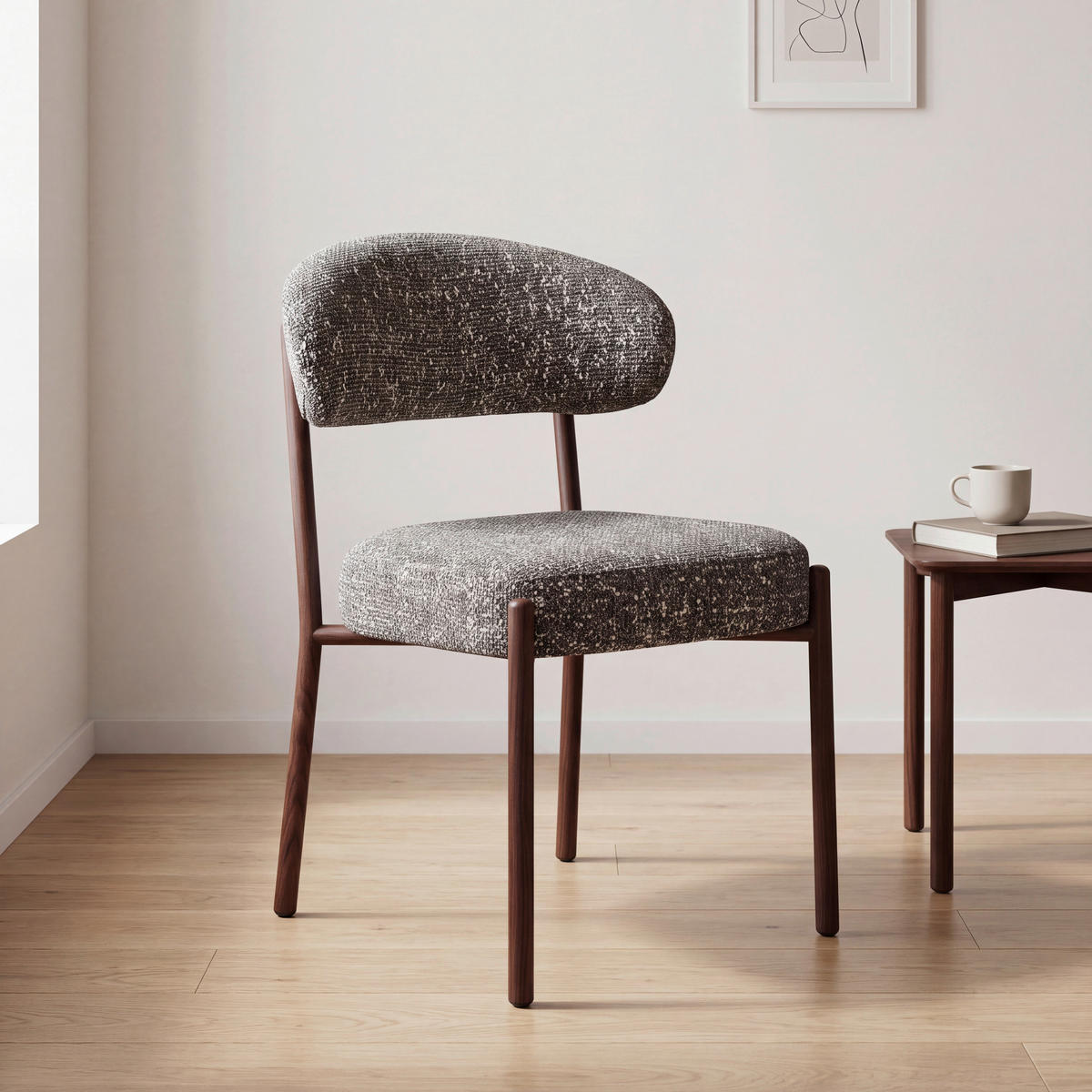 STUHL  Stoffauswahl Webstoff  Walnussfarben, Graubraun  - Graubraun/Walnussfarben, Design, Textil/Metall (56/82/58.5cm) - Milino
