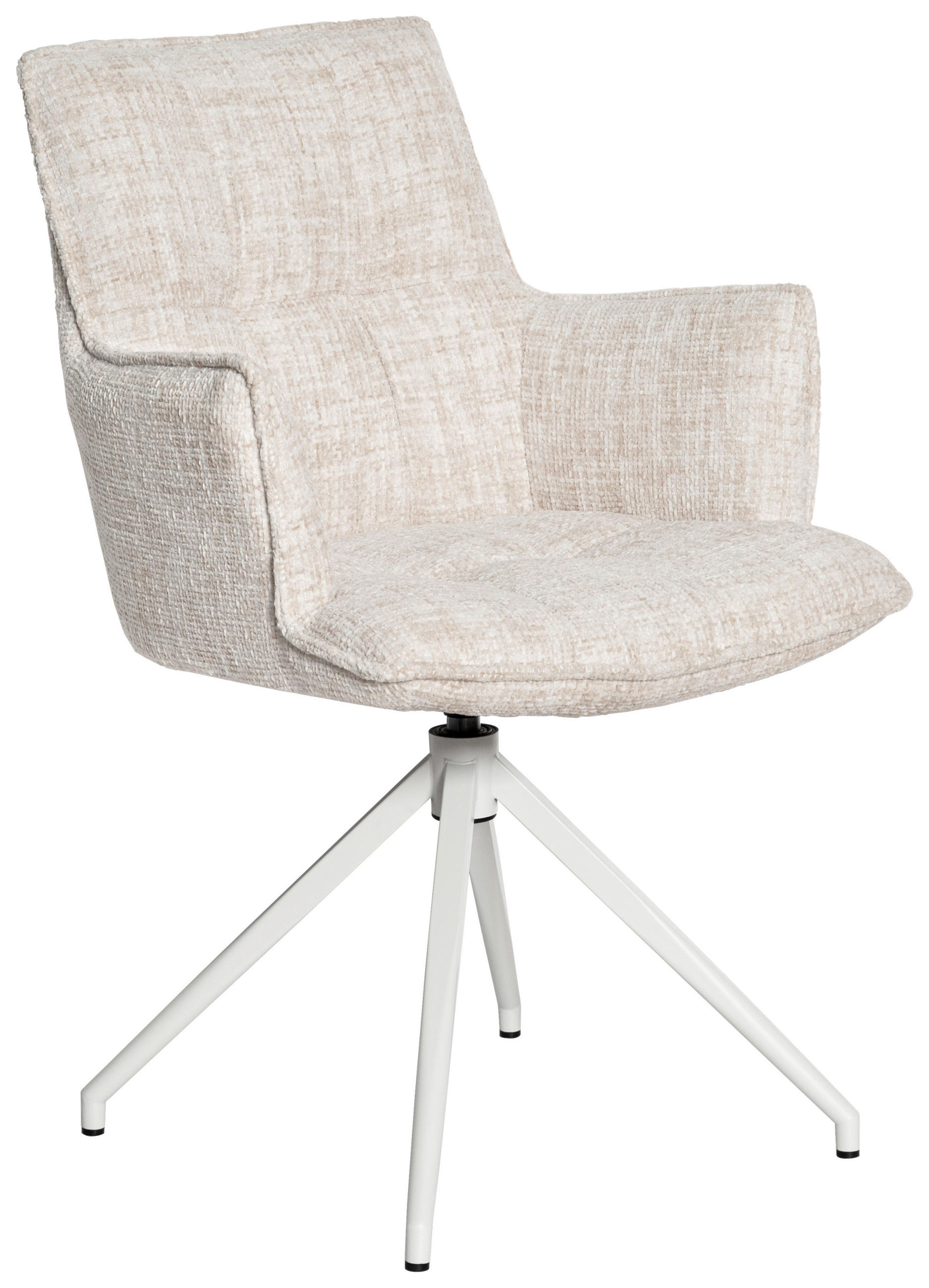 ARMLEHNSTUHL  in Eisen Chenille  - Creme, Design, Textil/Metall (59/90,5/62,5cm) - Novel