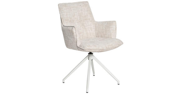 ARMLEHNSTUHL in Eisen Chenille - Creme, Design, Textil/Metall (59/90,5/62,5cm) - Novel