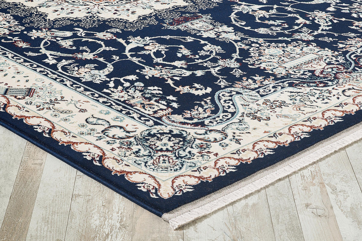 VINTAGE-TEPPICH 120/170 cm Semerkand Dunkelblau, Beige  - Beige/Dunkelblau, LIFESTYLE, Textil (120/170cm)