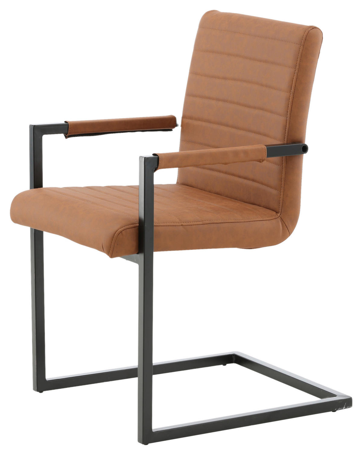 STOL MED ARMSTÖD SET 2 styck stål läderimitation (vegan)  - brun/svart, Design, metall/textil (54/88/63cm) - Livetastic