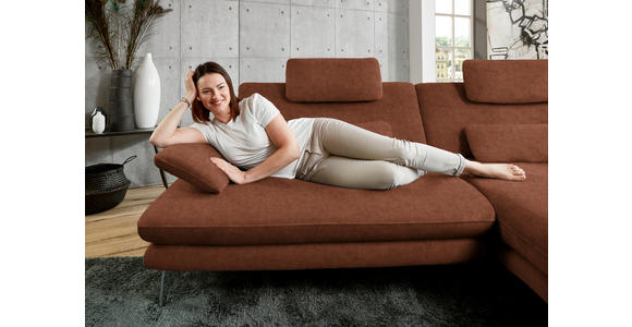 ECKSOFA in Velours Kupferfarben 284/184 cm - Schwarz/Kupferfarben, Design, Textil/Metall (284/184cm) - Dieter Knoll