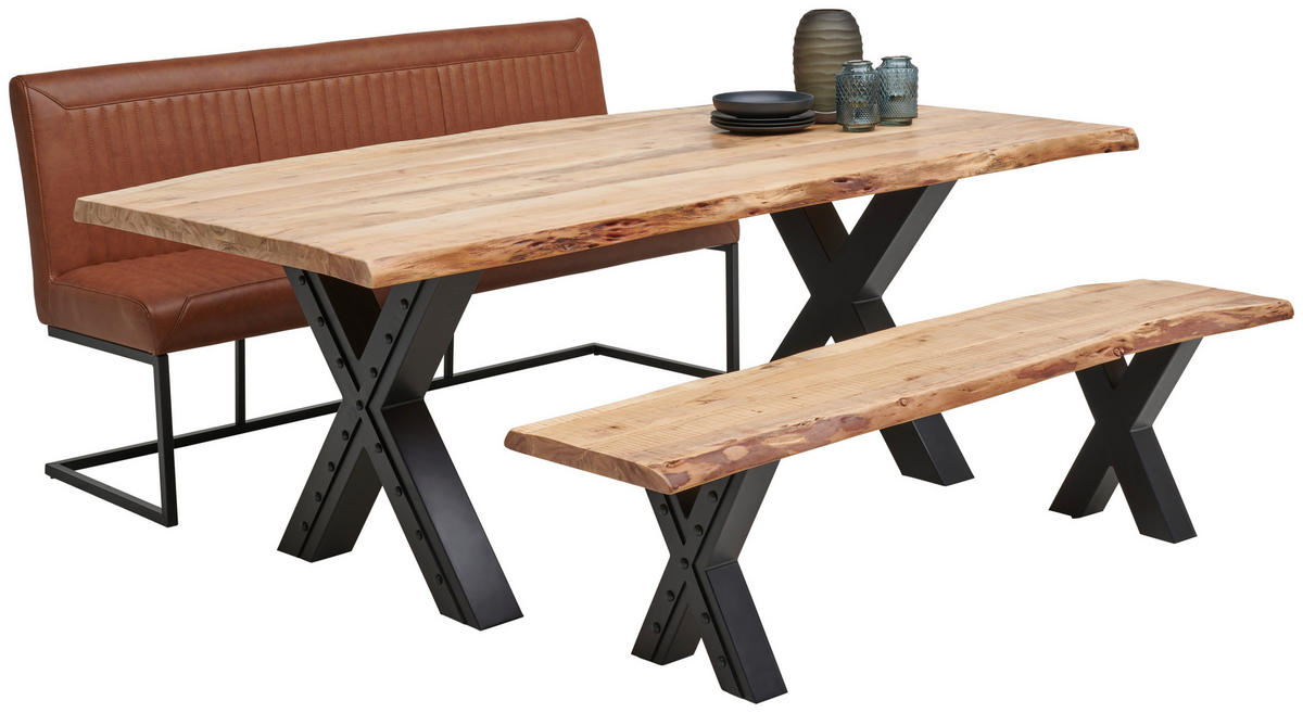 ESSTISCH in Holz, Metall 200/100/76 cm   - Schwarz/Akaziefarben, Design, Holz/Metall (200/100/76cm) - Ambia Home