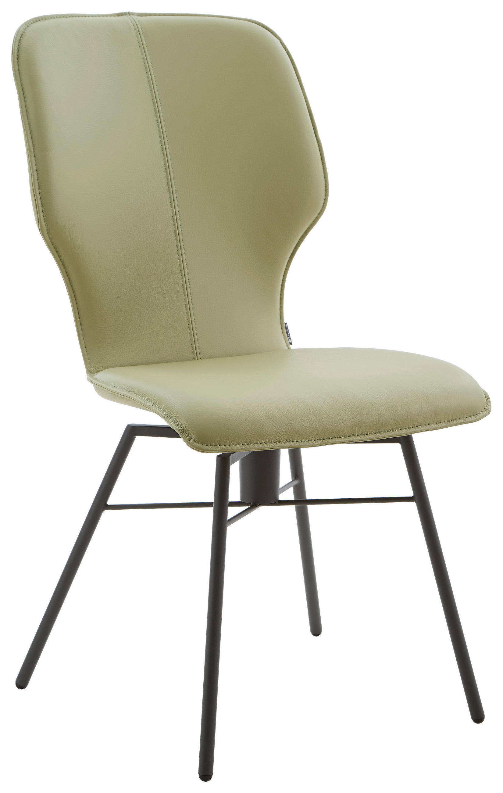 STUHL Echtleder Olivgrün  - Dunkelgrau/Olivgrün, Design, Leder/Metall (49/95/63cm) - Musterring