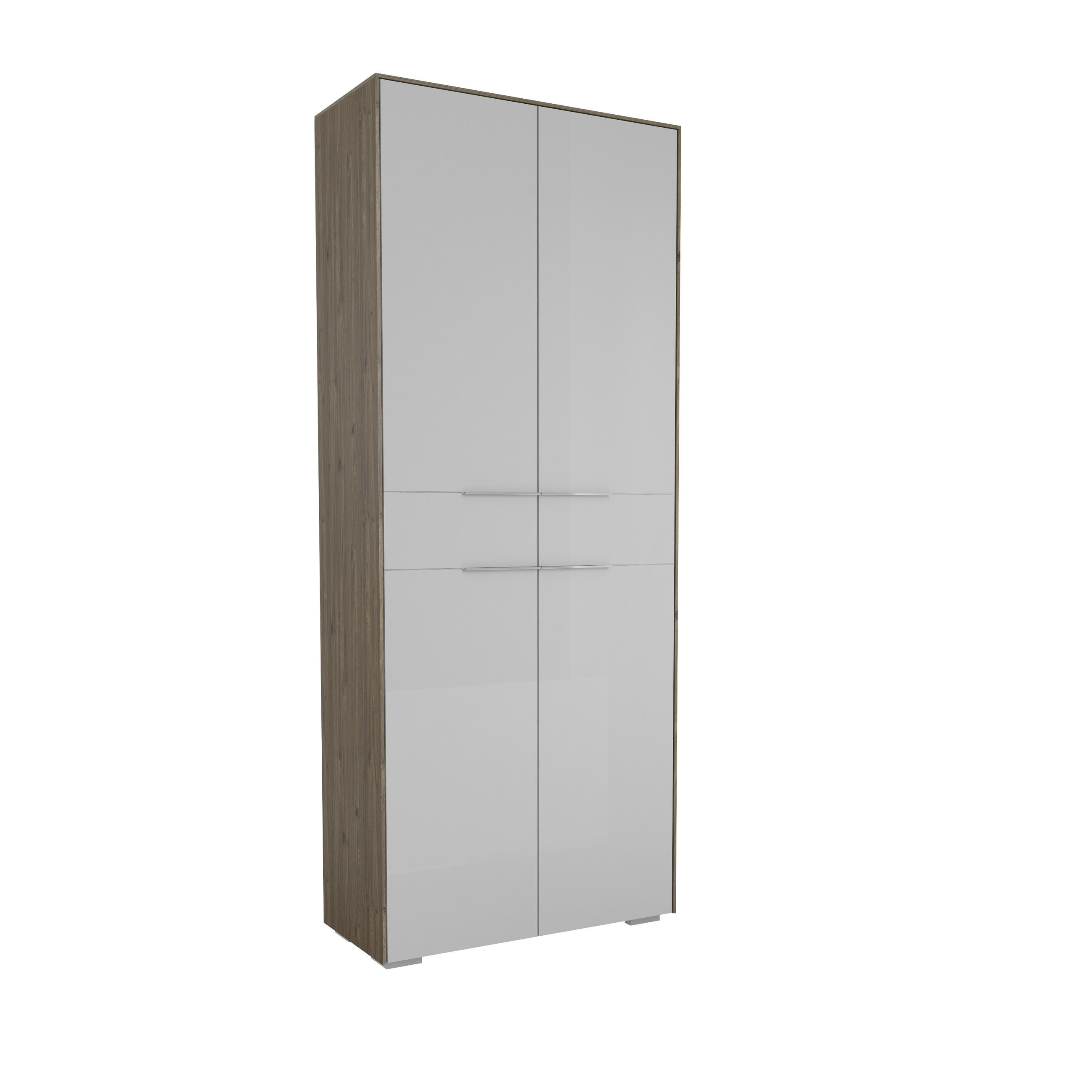 GARDEROBENSCHRANK Hellgrau, Walnussfarben - Chromfarben/Walnussfarben, Design, Glas/Holzwerkstoff (80,8/199,1/37,3cm) - Voleo