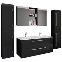 Badezimmer ''Budasi'', 5-teilig  in 178 cm  - Alufarben/Schwarz, MODERN, Keramik/Holzwerkstoff (178cm) - MID.YOU