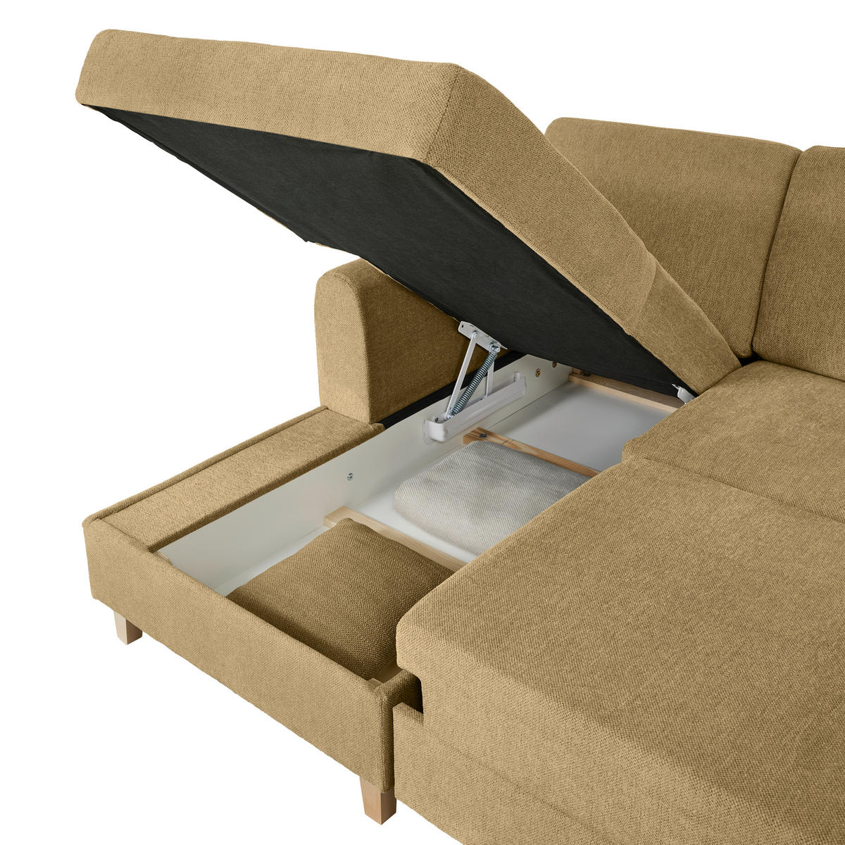 HÖRNSOFFA i flatväv honung  - honung/bokfärgad, Klassisk, trä/textil (166/241cm) - MID.YOU