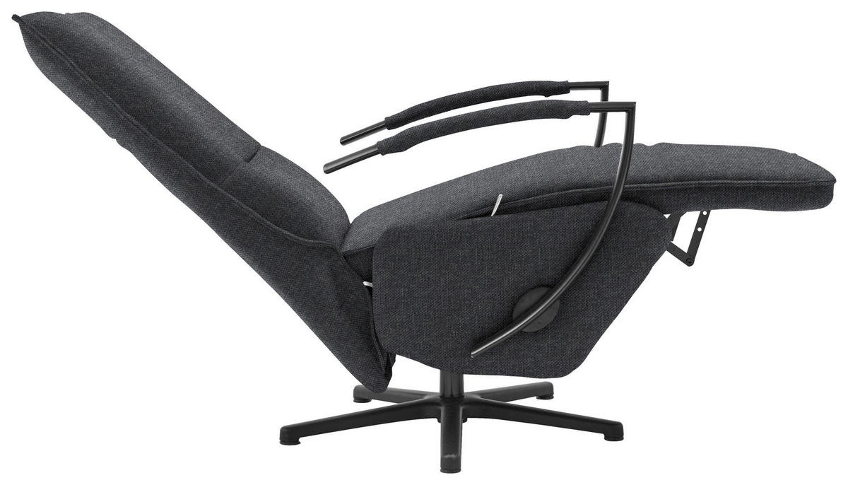 RELAXSESSEL in Textil Anthrazit, Schwarz  - Anthrazit/Schwarz, Design, Textil/Metall (66/110-114/84cm) - Moderano