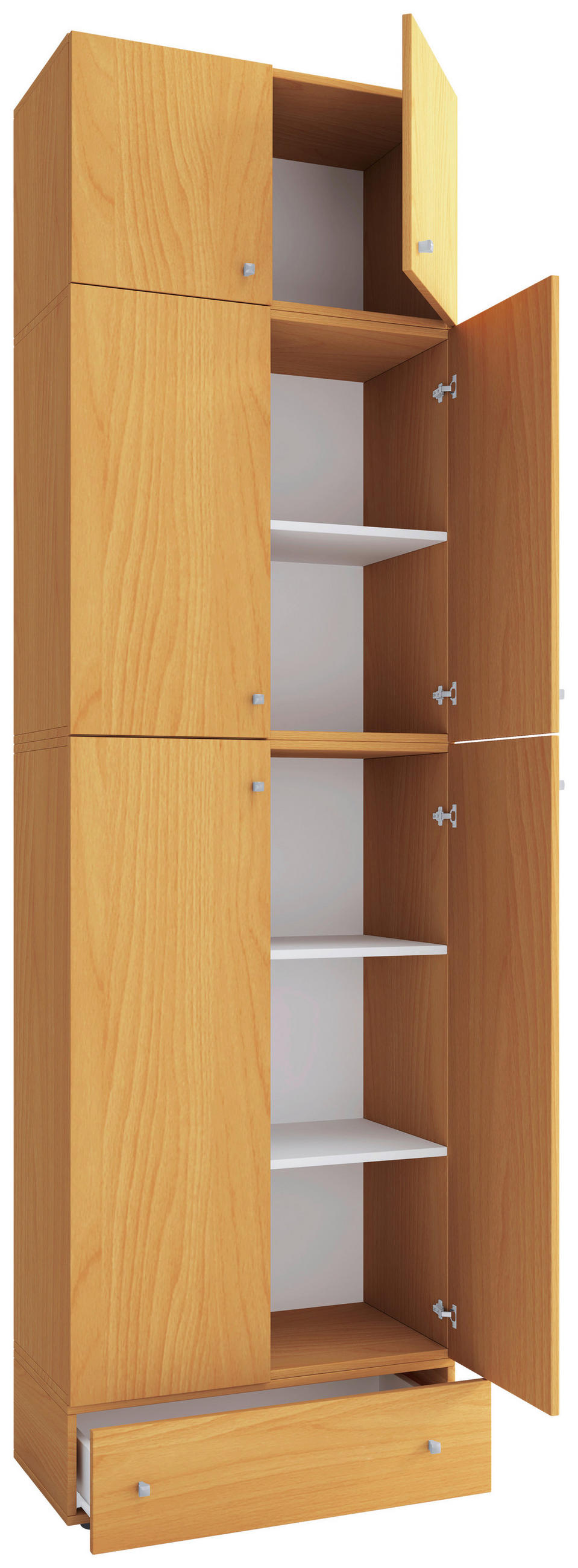 KLEIDERSCHRANK 70/240/39 cm 6-türig Buchefarben  - Buchefarben/Grau, MODERN, Holzwerkstoff/Kunststoff (70/240/39cm) - MID.YOU