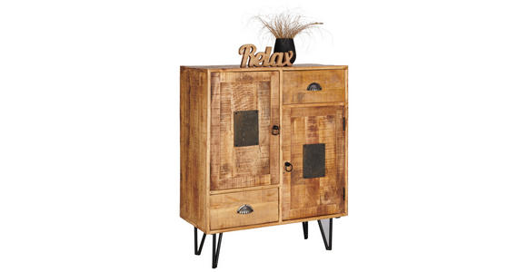 KOMMODE in 80/100/40 cm - Hellbraun/Schwarz, LIFESTYLE, Holz/Metall (80/100/40cm) - Landscape