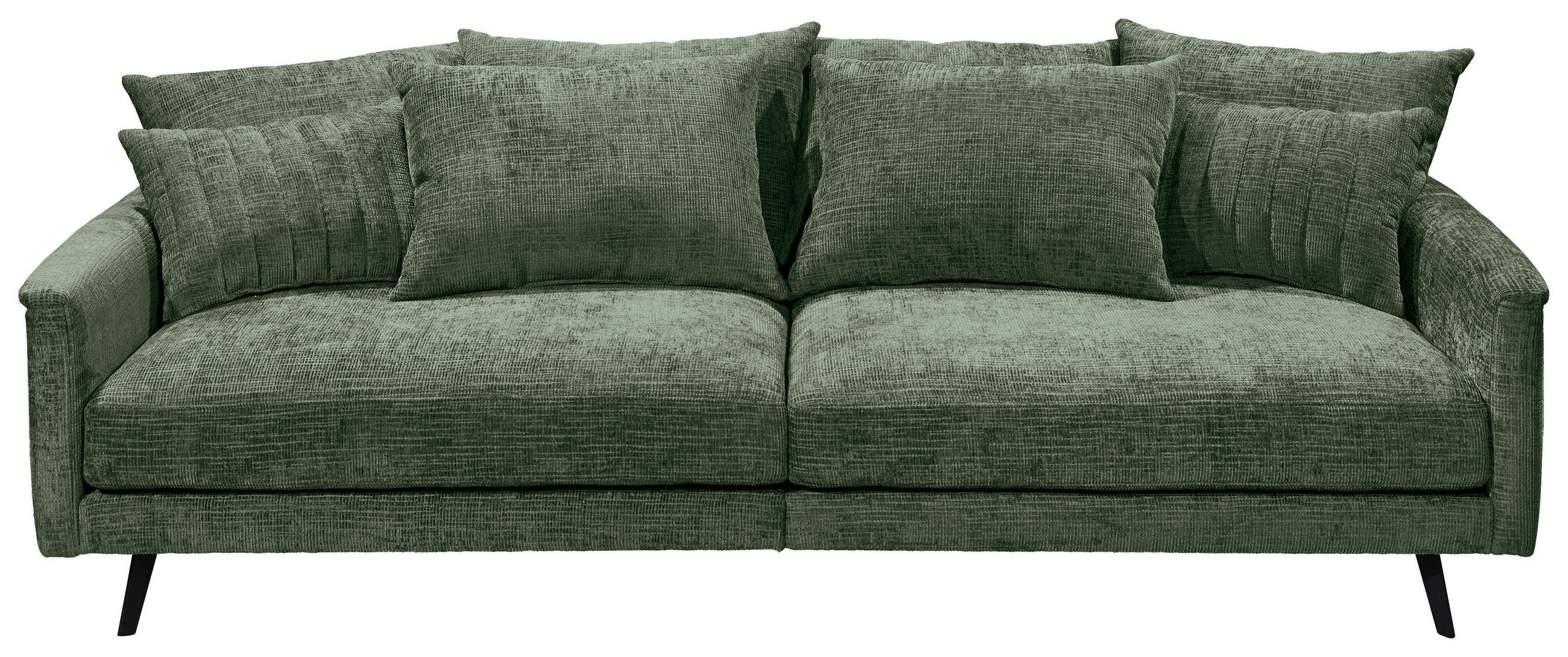 3-SITZER-SOFA Mikrovelours Dunkelgrün  - Dunkelgrün/Schwarz, KONVENTIONELL, Textil/Metall (249/82/125cm) - MID.YOU