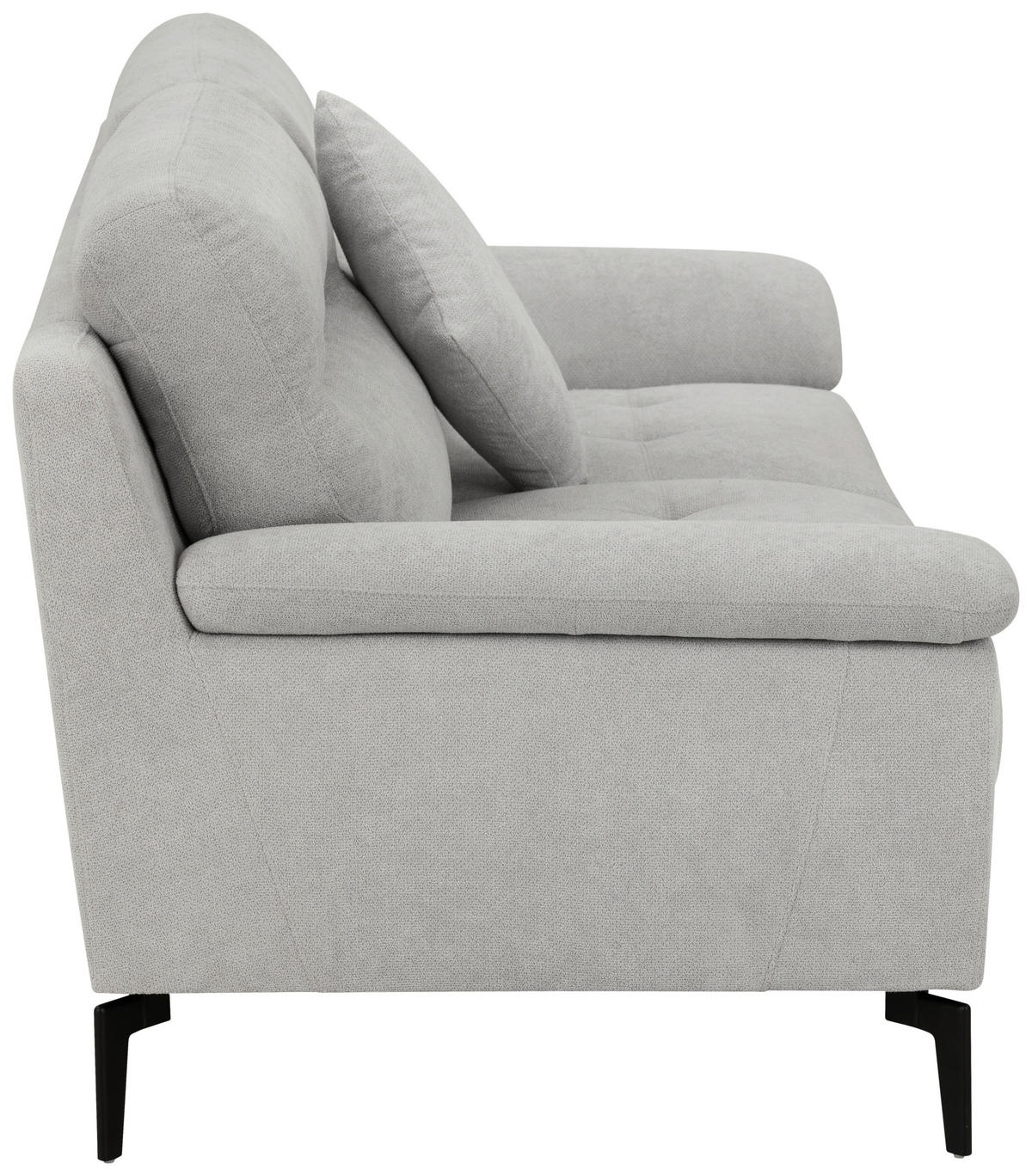 BOXSPRINGSOFA in Textil Grau  - Schwarz/Grau, KONVENTIONELL, Textil/Metall (215/92/94cm) - Livetastic