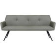 SITZBANK 200/87,5/65 cm Echtleder Anthrazit, Schwarz  - Anthrazit/Schwarz, Design, Leder/Metall (200/87,5/65cm) - Novel