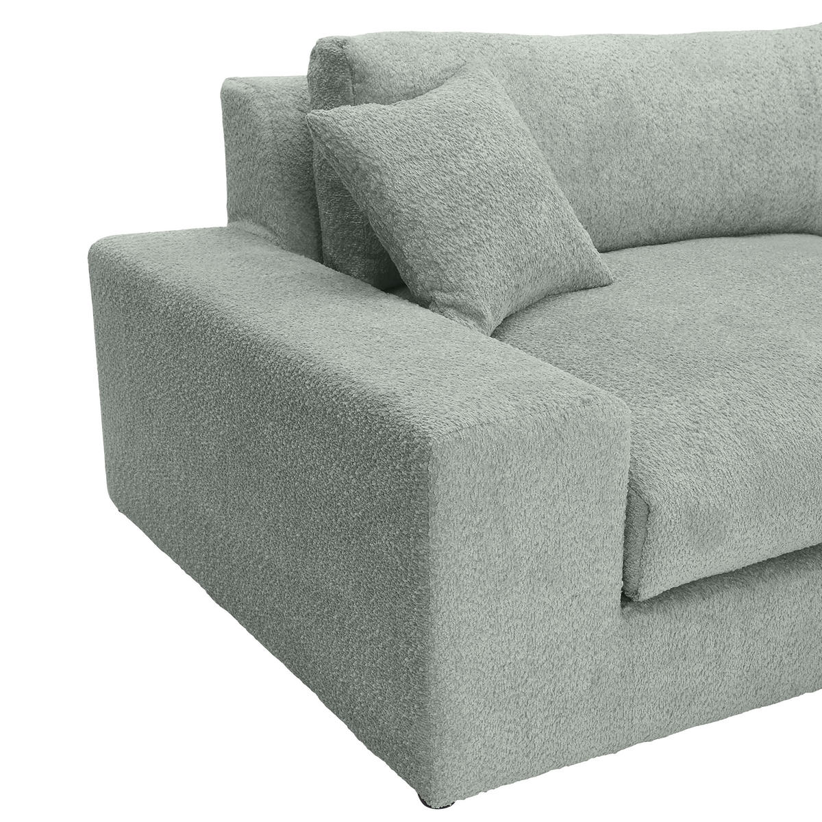 BIGSOFA Struktur, Bouclé Eukalyptusholzfarben  - Greige/Eukalyptusholzfarben, Modern, Kunststoff/Textil (240/76/125cm) - Landscape