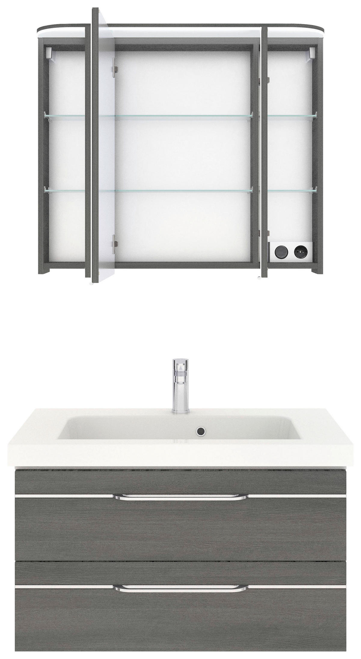 BADEZIMMER 3-teilig  in 92 cm  - Chromfarben/Graphitfarben, KONVENTIONELL, Glas/Holzwerkstoff (92cm) - Pelipal
