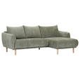 ECKSOFA Olivgrün Flachgewebe  - Buchefarben/Olivgrün, KONVENTIONELL, Holz/Textil (230/144cm) - Carryhome