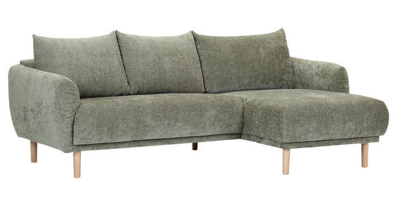 ECKSOFA Olivgrün Flachgewebe - Buchefarben/Olivgrün, KONVENTIONELL, Holz/Textil (230/144cm) - Carryhome