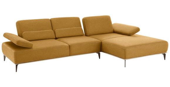 ECKSOFA in Mikrofaser Hellbraun  - Hellbraun/Beige, Design, Textil/Metall (298/176cm) - Valnatura