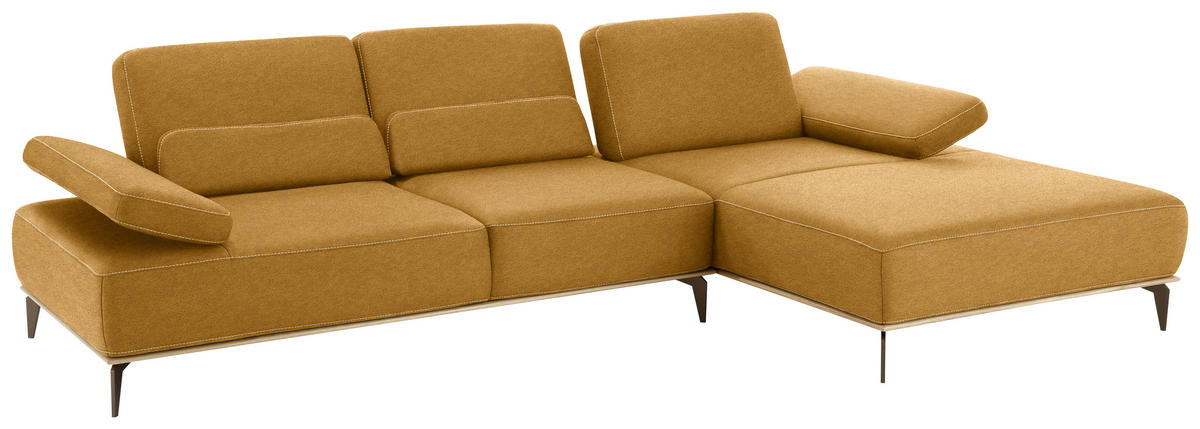 ECKSOFA in Mikrofaser Hellbraun  - Hellbraun/Beige, Design, Textil/Metall (298/176cm) - Valnatura