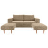ZWEISITZER-SOFA inkl. Hocker Webstoff Braun, Beige  - Beige/Schwarz, Design, Kunststoff/Textil (172/96/107cm) - LOOKS by W.Joop