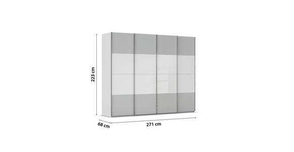 SCHWEBETÜRENSCHRANK  in Weiß, Seidengrau  - Chromfarben/Seidengrau, KONVENTIONELL, Glas/Holzwerkstoff (271/223/68cm) - Novel
