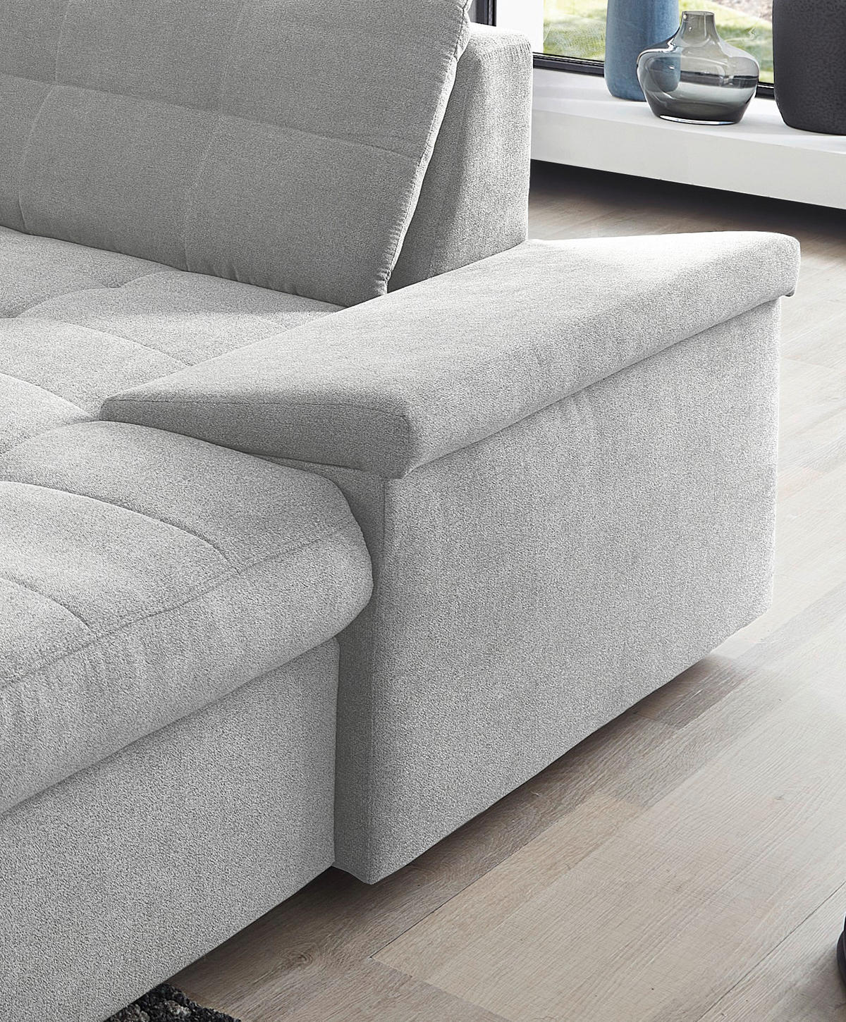 WOHNLANDSCHAFT Silberfarben Mikrofaser  - Chromfarben/Silberfarben, Design, Kunststoff/Textil (212/330/169cm) - Livetastic