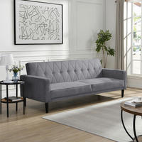 SCHLAFSOFA Cord Grau  - Braun/Grau, Basics, Holz/Textil (213/81/86cm) - Livetastic