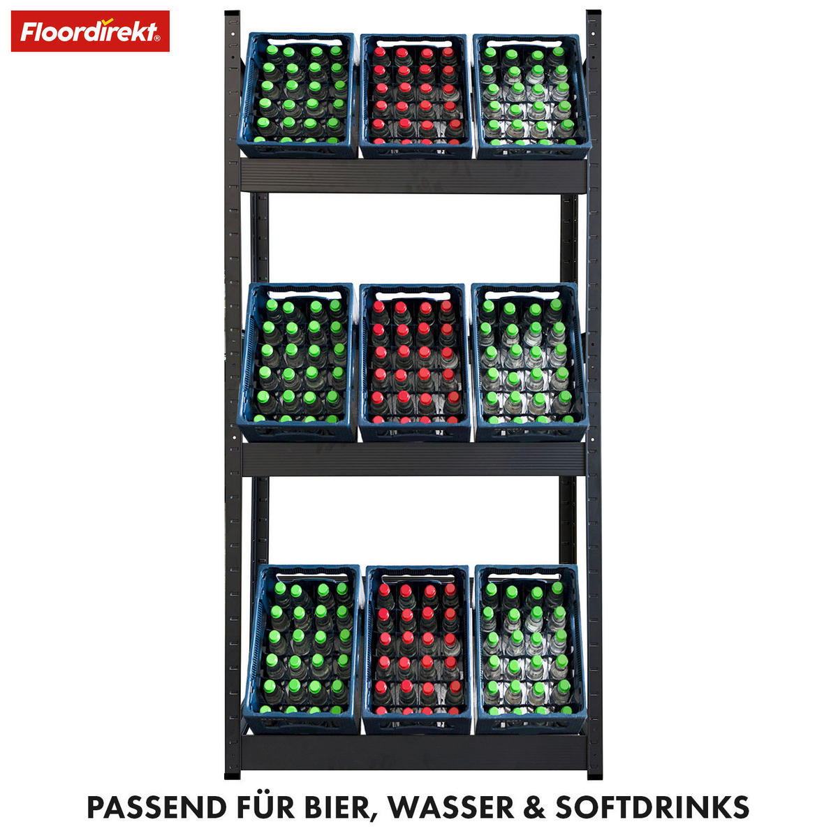 FLASCHENREGAL  - Schwarz Hochglanz, Basics, Metall (100/200/30cm) - Floordirekt