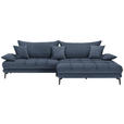 ECKSOFA in Webstoff Dunkelblau  - Schwarz/Dunkelblau, MODERN, Textil/Metall (297/173cm) - Carryhome