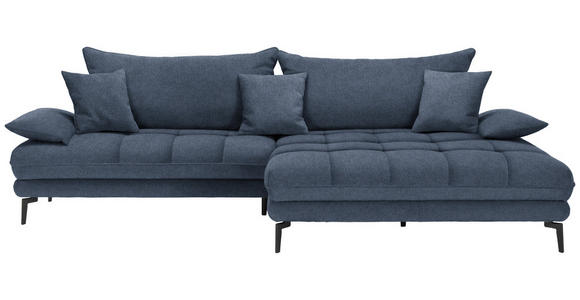 ECKSOFA in Webstoff Dunkelblau  - Schwarz/Dunkelblau, MODERN, Textil/Metall (297/173cm) - Carryhome