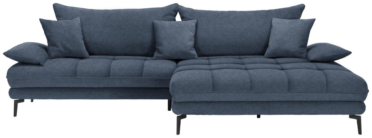ECKSOFA in Webstoff Dunkelblau  292/176 cm  - Schwarz/Dunkelblau, MODERN, Textil/Metall (292/176cm) - Carryhome