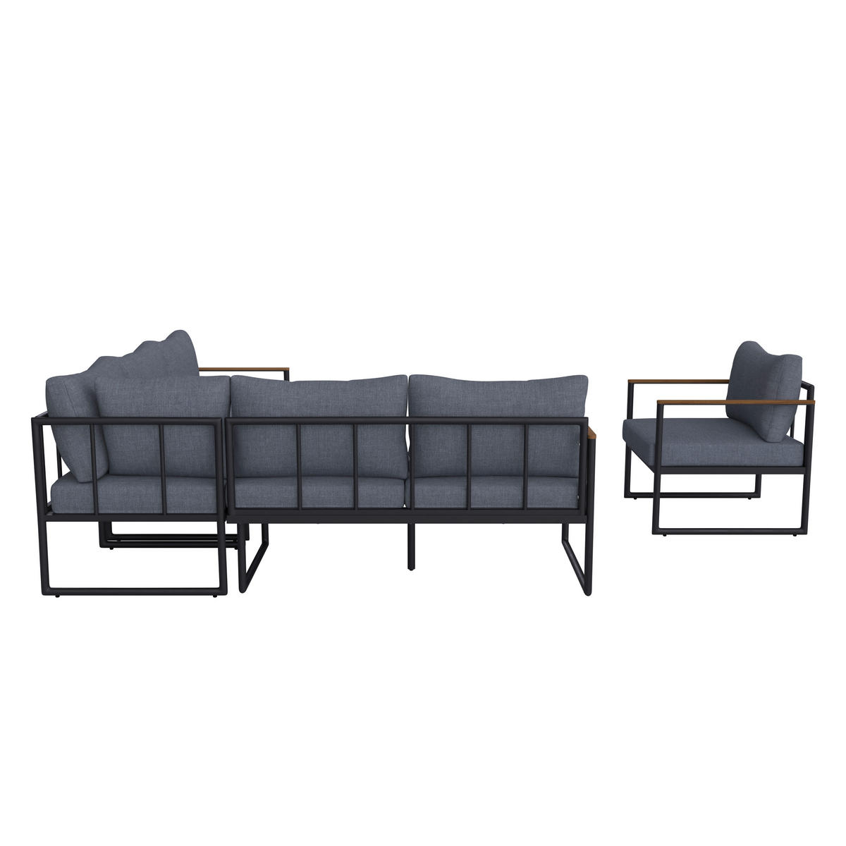 LOUNGEGARNITUR Teakholz Aluminium  - Dunkelgrau, MODERN, Holz/Metall - Ambia Garden