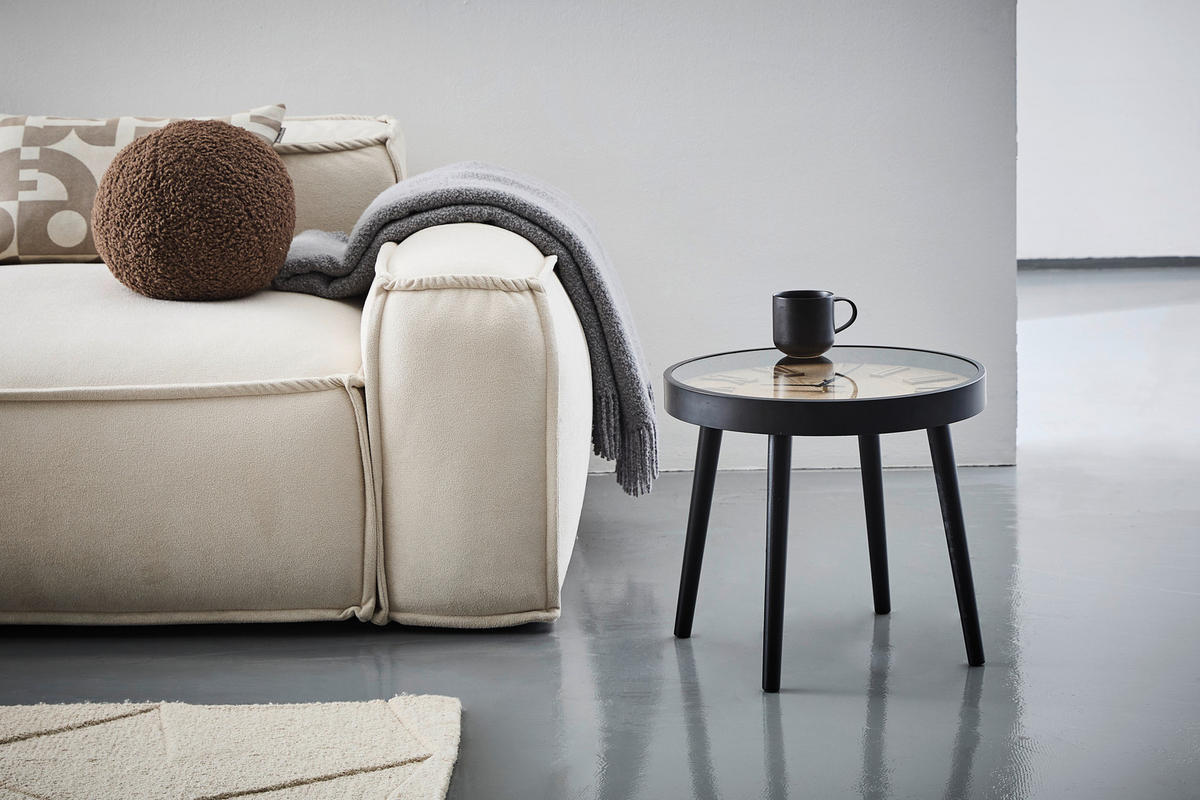 KISASZTAL fa, fém, faalapú anyag 48/48/40 cm   - natúr színű/fekete, Lifestyle, faalapú anyag/Üveg (48/48/40cm) - Xora