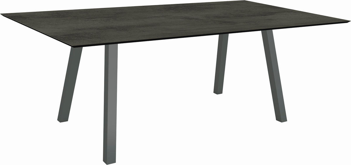 GARTENTISCH Kunststoff Schwarz rechteckig  - Anthrazit/Schwarz, MODERN, Kunststoff/Metall (180/100/75cm) - Stern