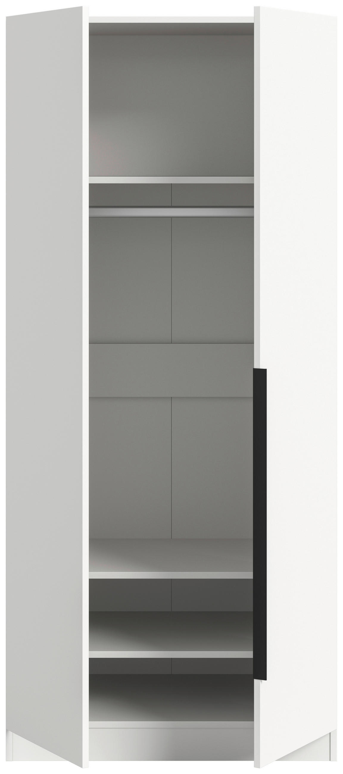 DREHTÜRENSCHRANK 80/181/52 cm,  in Weiß, 2-türig  - Schwarz/Weiß, MODERN, Holzwerkstoff (80/181/52cm) - MID.YOU