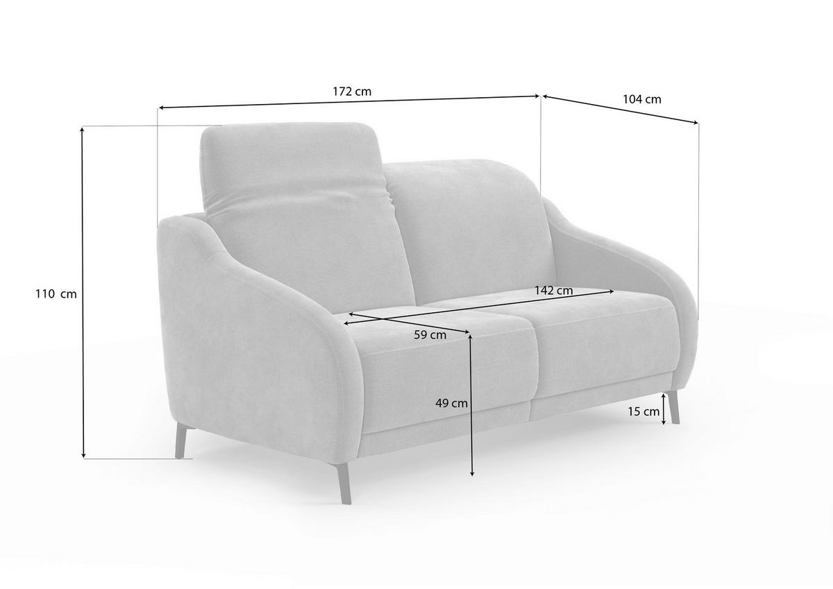 2,5-SITZER Mikrofaser Haselnussfarben  - Schwarz/Haselnussfarben, MODERN, Textil/Metall (172/93/104cm) - Sit & More