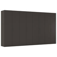 DREHTÜRENSCHRANK 400/223/61 cm,  in Graphitfarben, 8 Tür(en)  - Graphitfarben, Basics, Holzwerkstoff/Metall (400/223/61cm) - Novel